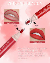 LYSdefeu pen applying color to lips showing smooth, even coverage benefit