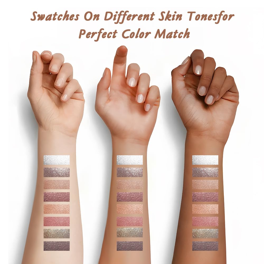 LZMYTTBD swatches on arm showing buildable shimmer payoff and true color