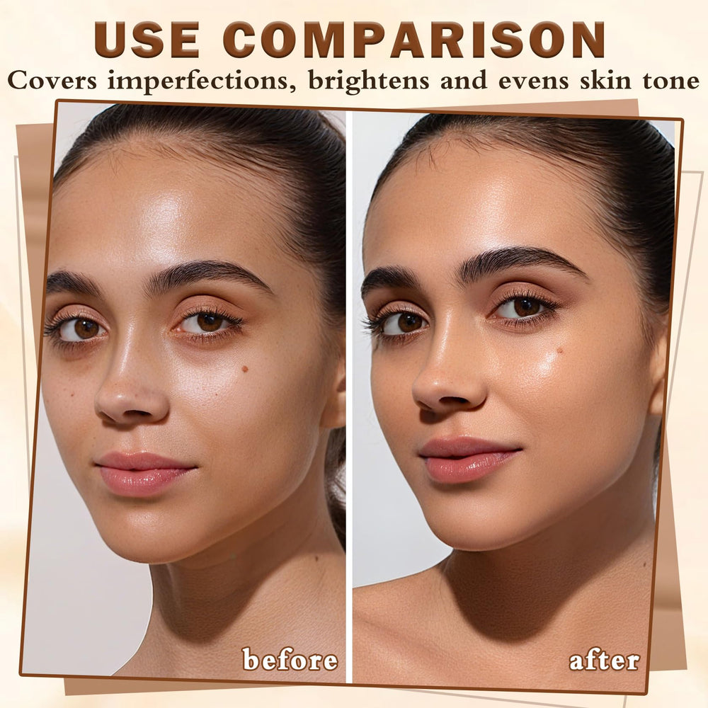 LZXLUKGIR applying foundation with brush for even, radiant skin benefit