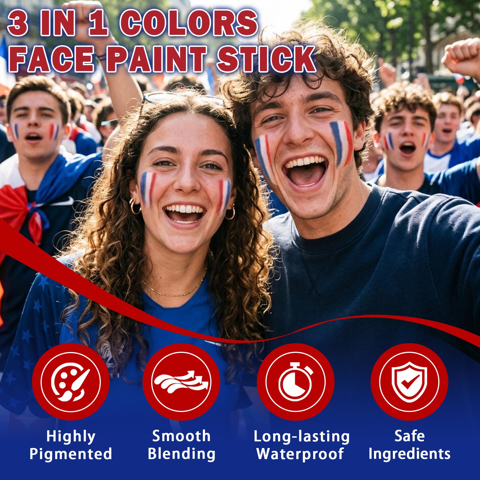 LZXLUKGIR eye black application detail showing sweat-resistant performance benefit