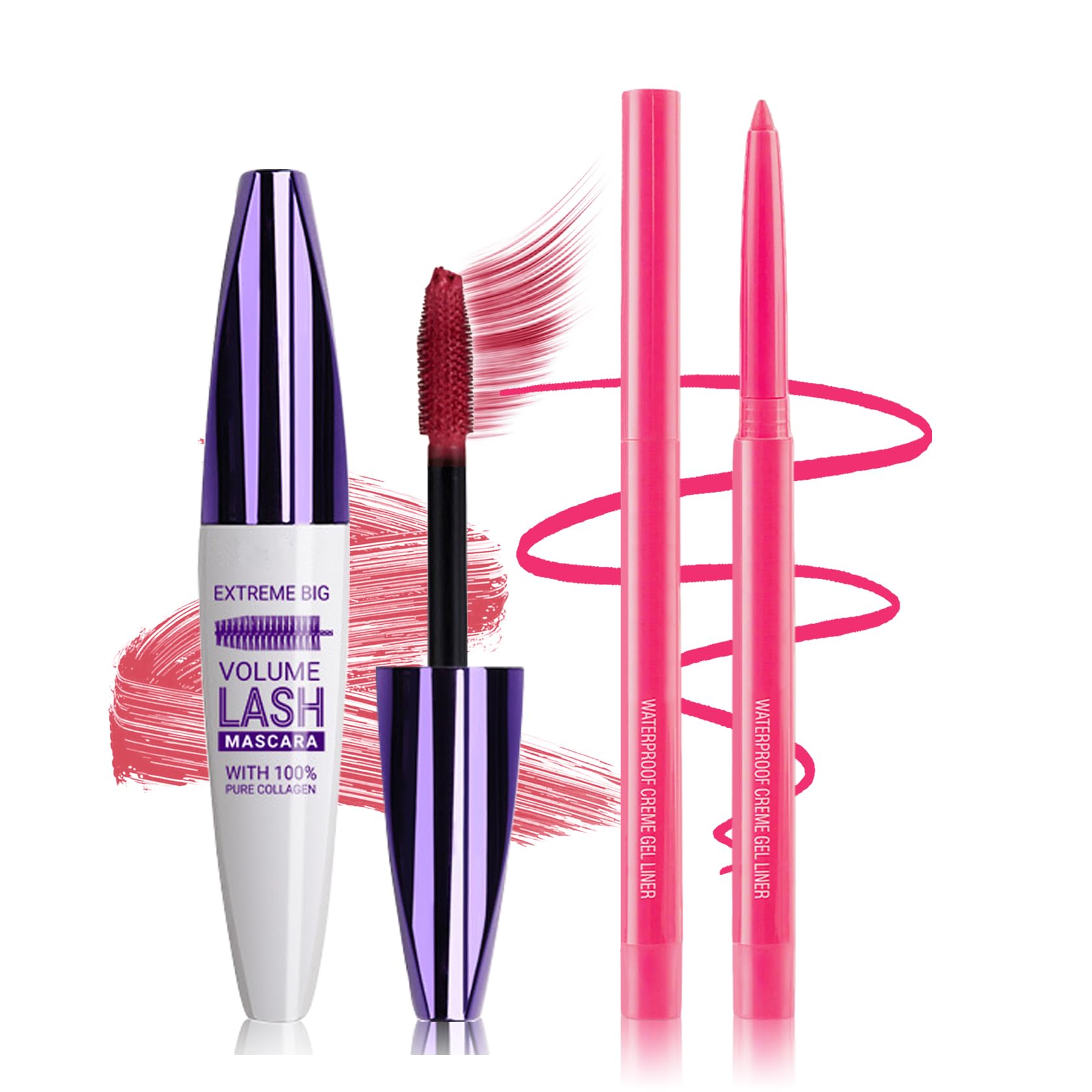 LZXLUKGIR front packaging showing pink mascara and eyeliner for coordinated color