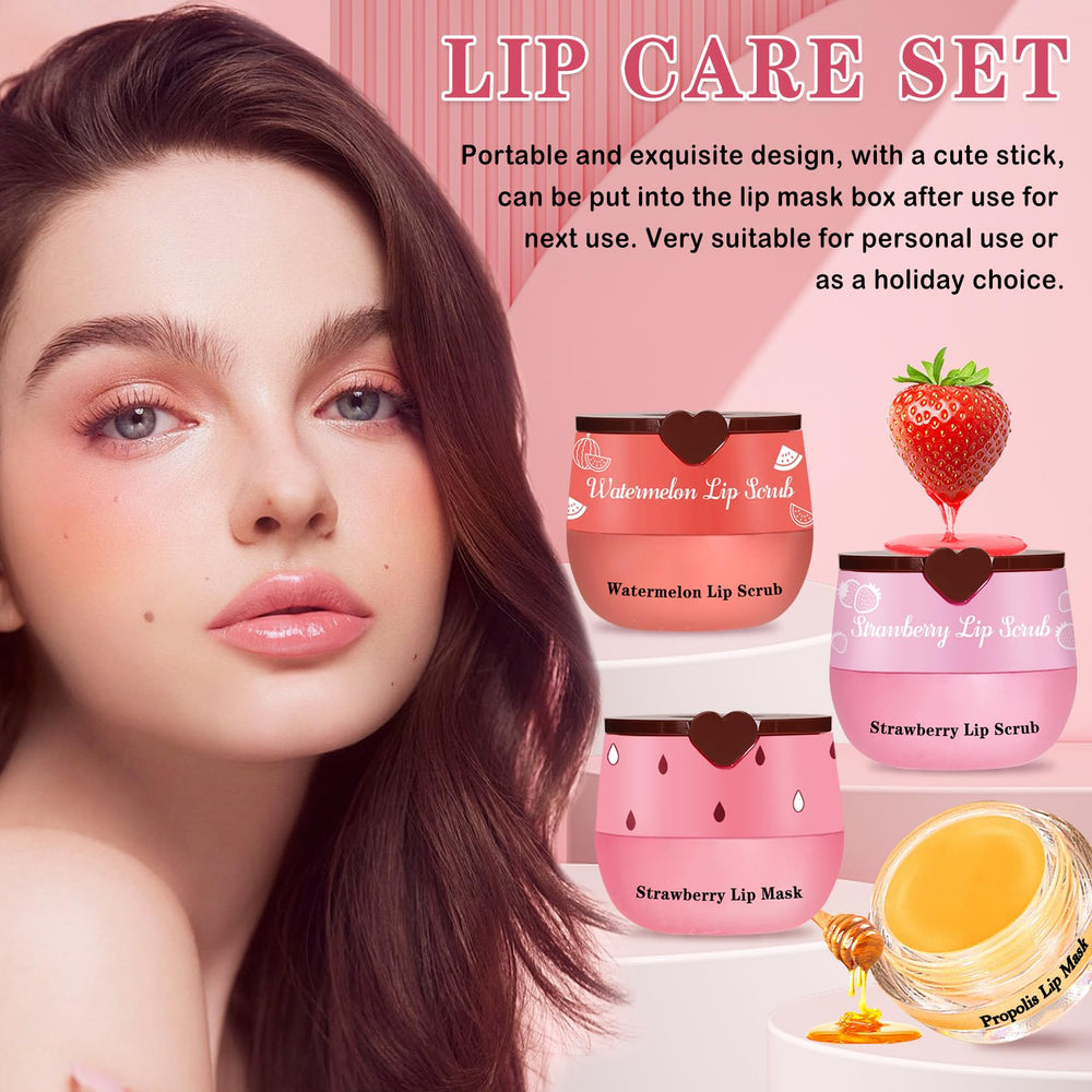 LZXLUKGIR set staged on vanity showing simple daily lip-care routine