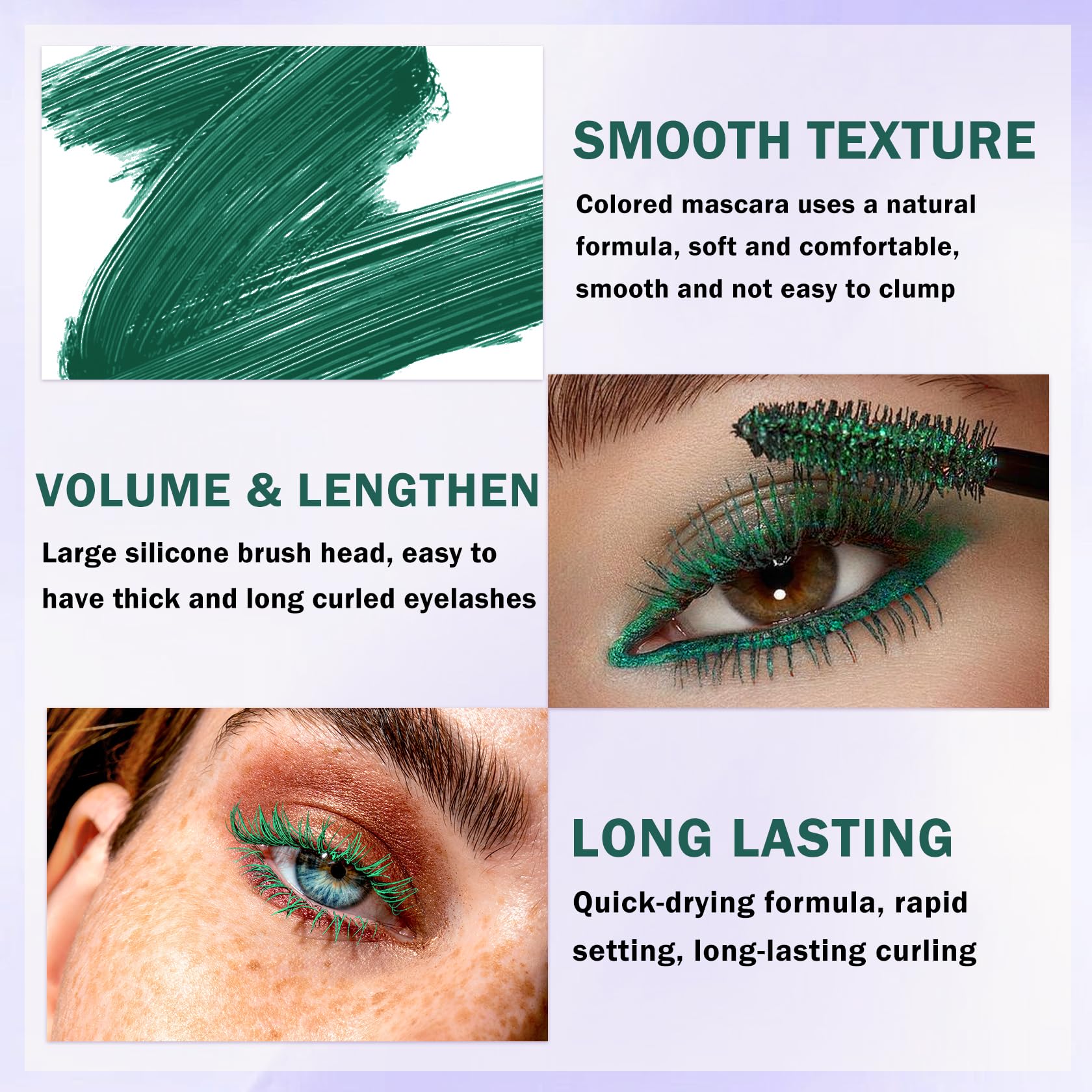 LZXLUKGIR mascara texture swatches on skin illustrating buildable volume and length