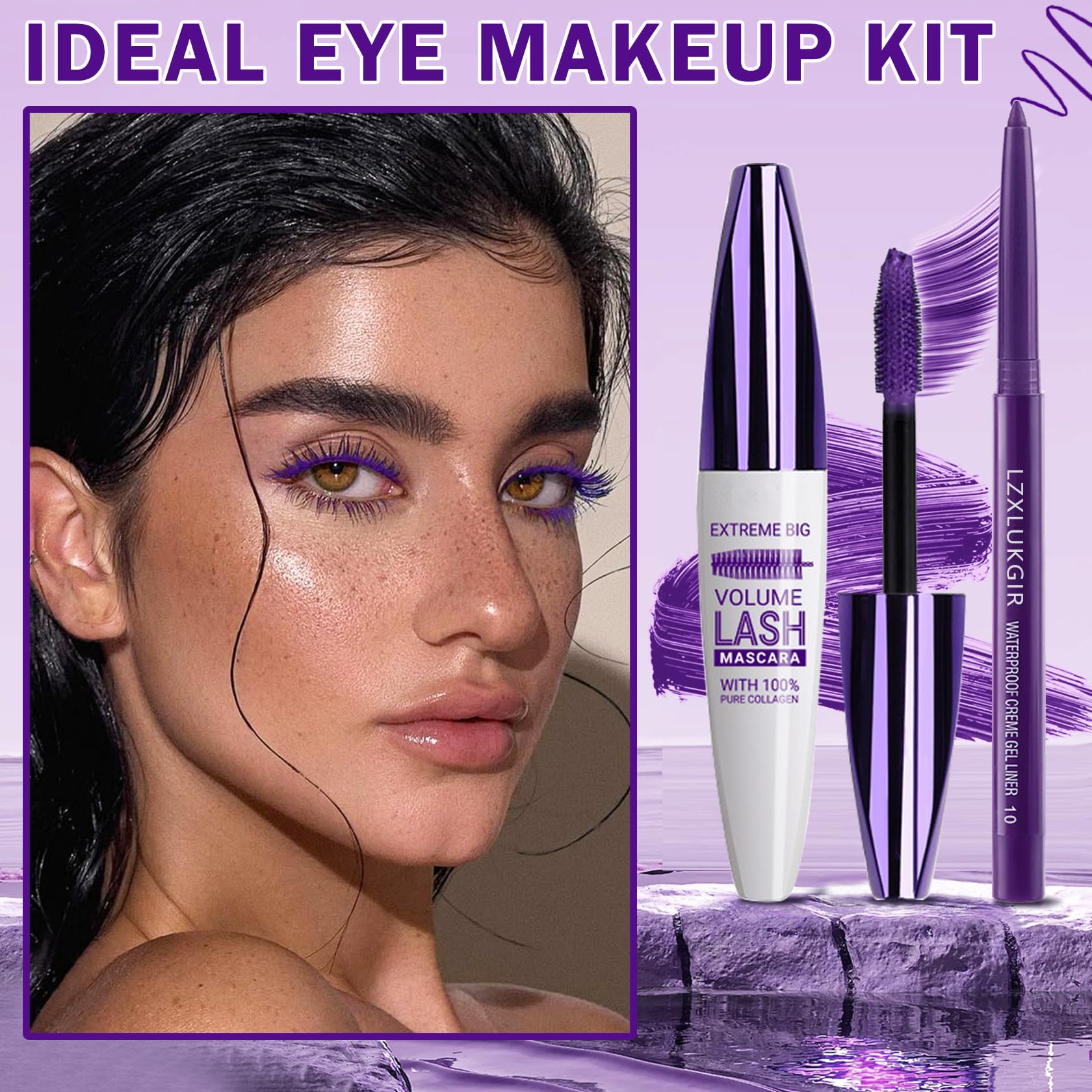 LZXLUKGIR open mascara tube showing silk fiber texture for thickening benefit