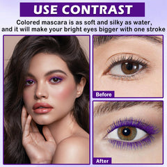 LZXLUKGIR purple mascara swiped on lashes for visible length