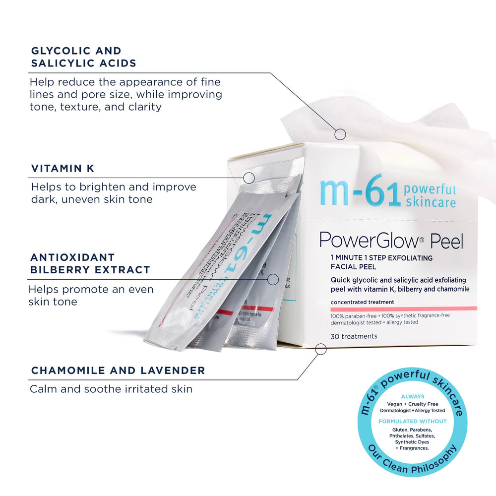 m-61 close-up pad texture showing saturated exfoliant for visible resurfacing