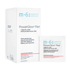m-61 poweglow peel front packaging showing product and benefit quick exfoliation