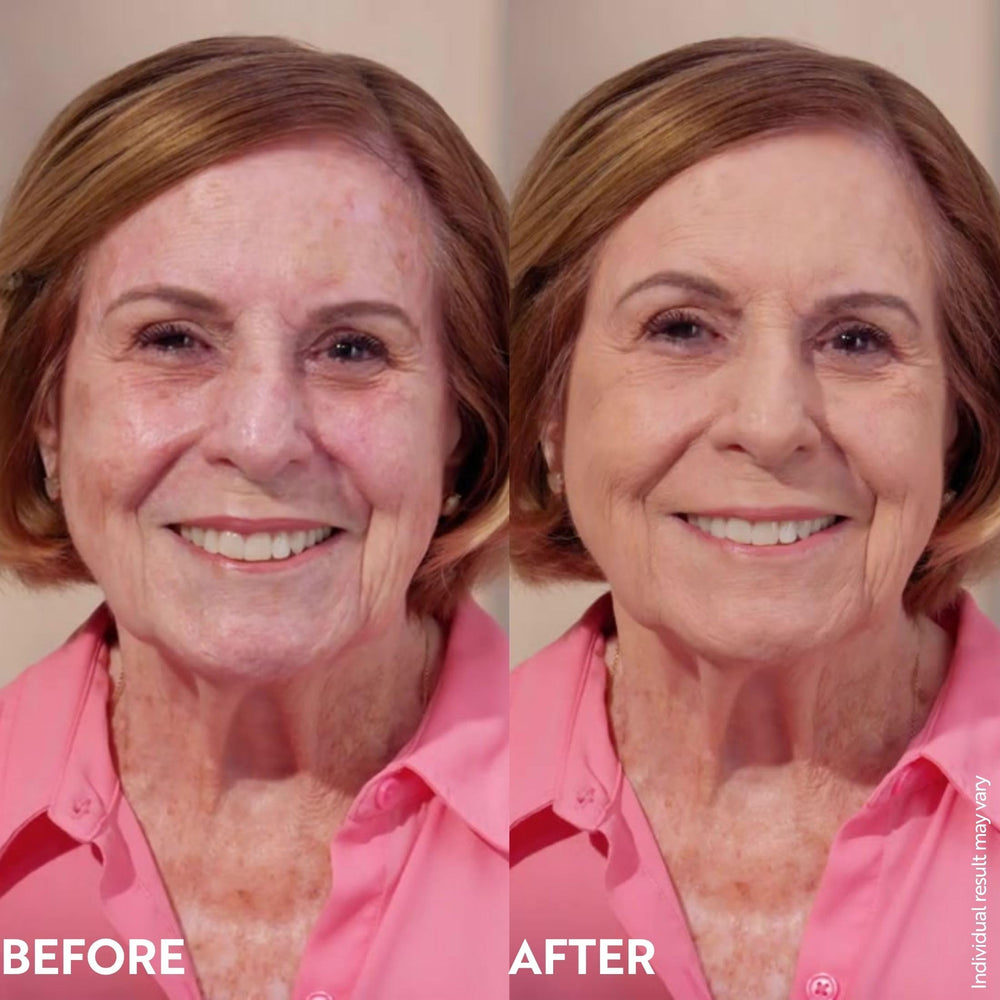 M. Asam applying mousse with brush delivering buildable coverage and smooth finish benefit
