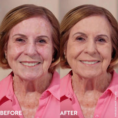 M. Asam applying mousse with brush delivering buildable coverage and smooth finish benefit