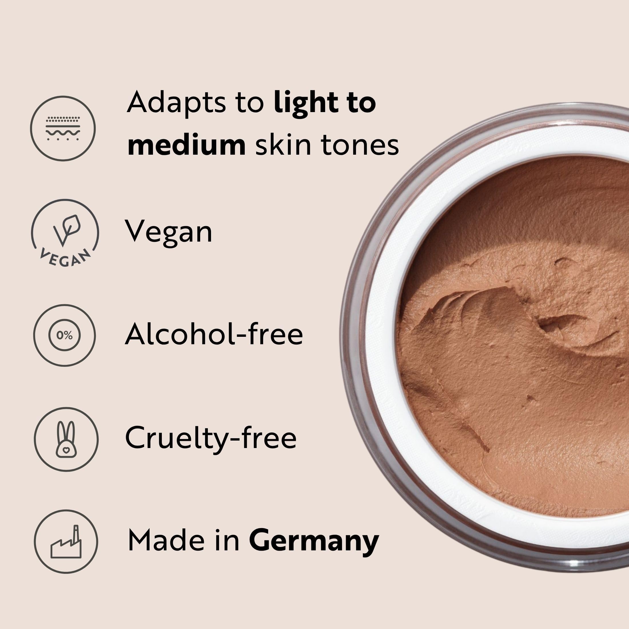 M. Asam mousse swatch on skin showing coverage of redness and natural matte benefit