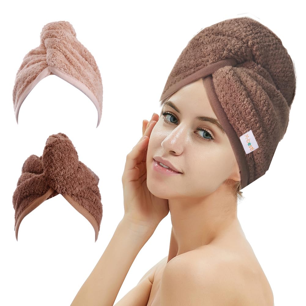 M-bestl front view of coffee and pink towel set showing colors and fabric benefit