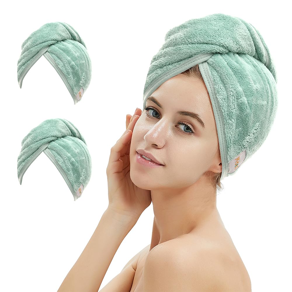 M-bestl front view of two green towel wraps showing compact pack and color benefits