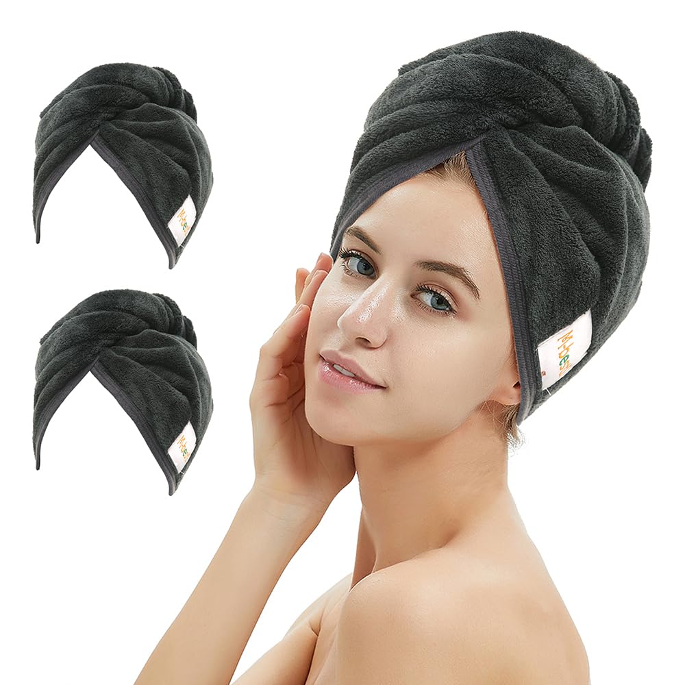 M-bestl front view of two black towel wraps showing compact packaging and convenience