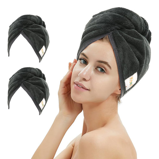 M-bestl front view of two black towel wraps showing compact packaging and convenience