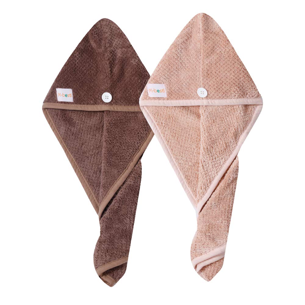 M-bestl towel beside hand showing 25x65 cm size for full hair coverage