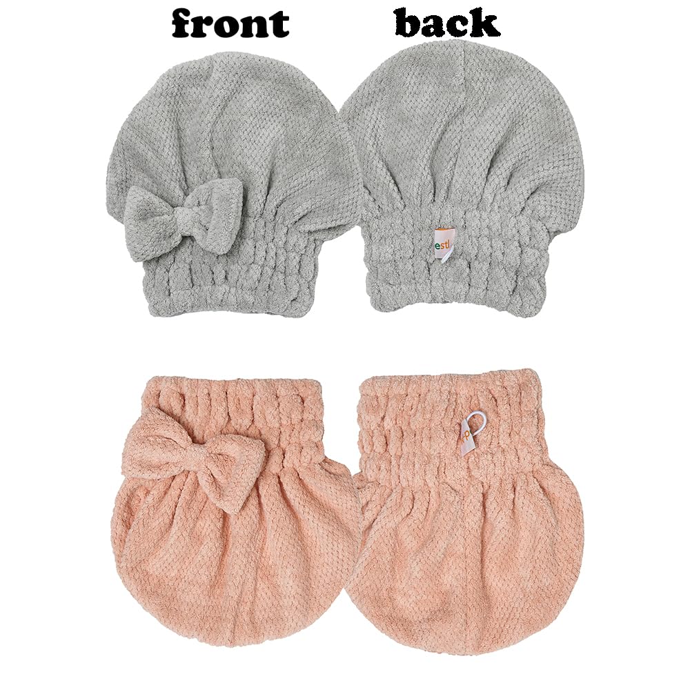 M-bestl turban on woman in bathroom demonstrating hands-free drying and time-saving benefit