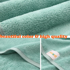 M-bestl model wearing hair towel turban showing hands-free drying convenience