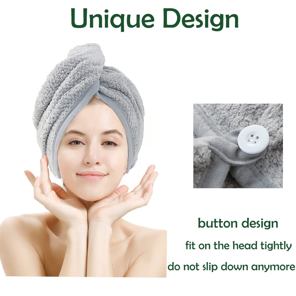 M-bestl hair towel wrap worn by model in bathroom keeping hair tidy and hands free