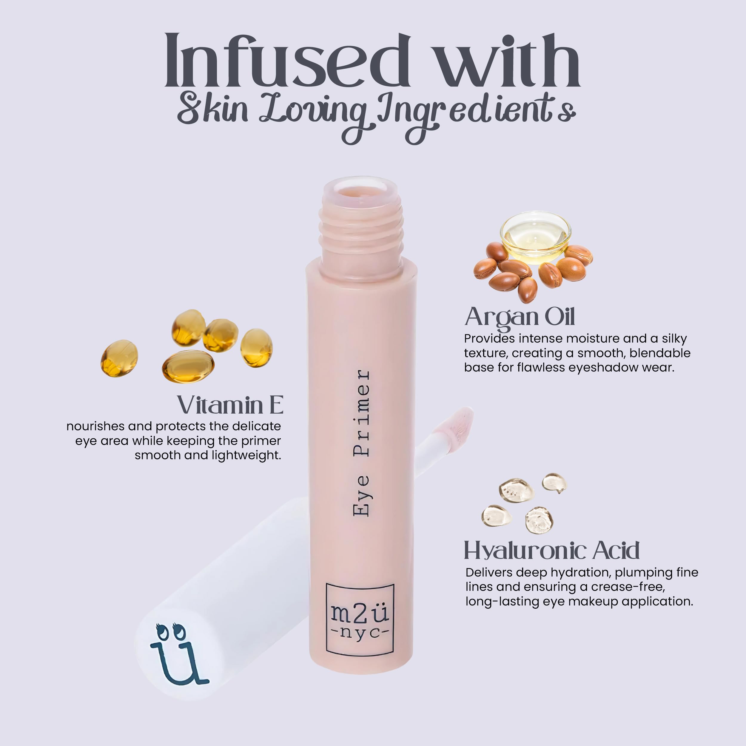 M2U NYC primer applied to eyelid with fingertip for even smoothing benefit