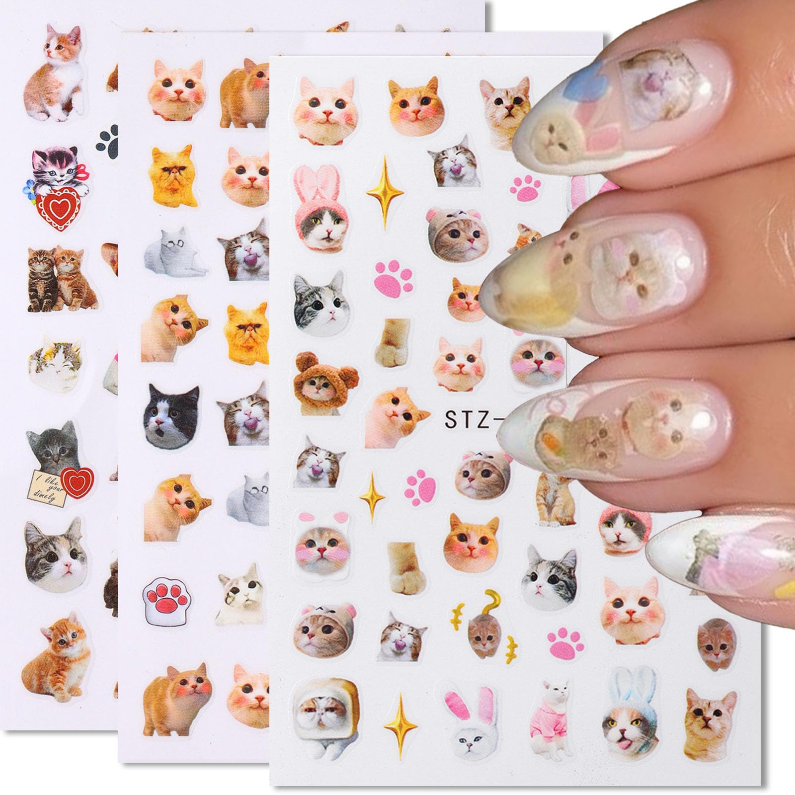 MABKJLF front packaging showing cute cat heart stickers, clear view for quick selection