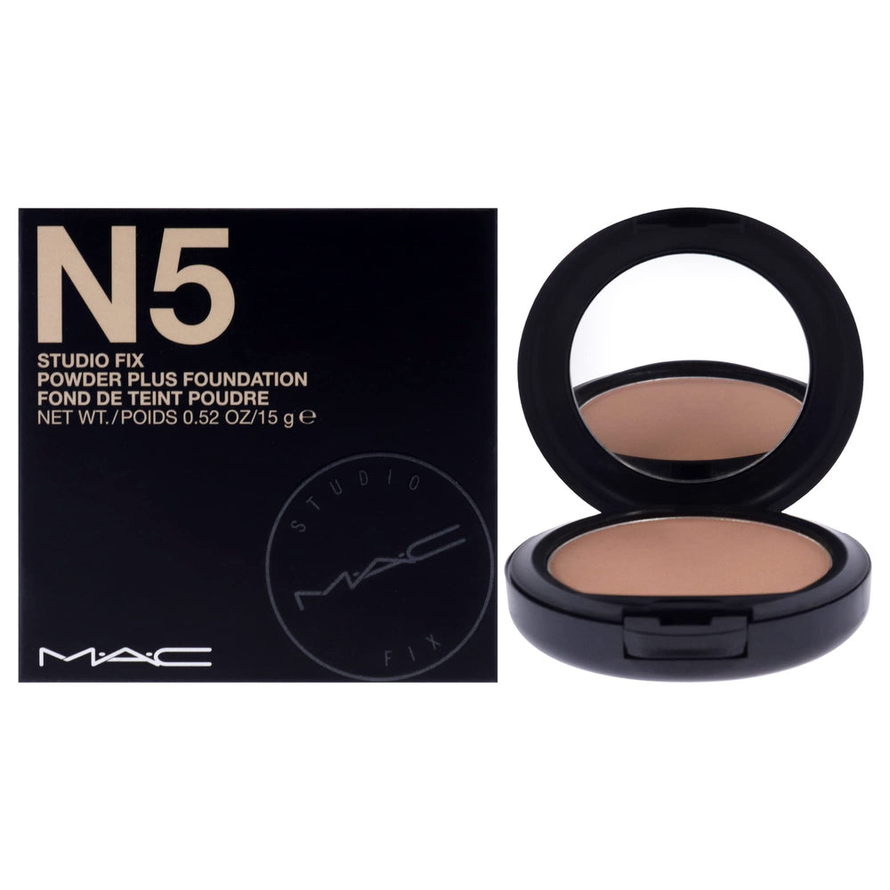 MAC Studio Fix compact front view showing sleek packaging and portability benefit