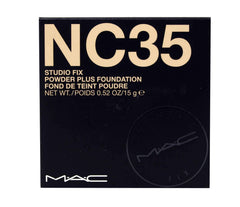 MAC Studio Fix compact front view showing casing and shade NC35 for precise application
