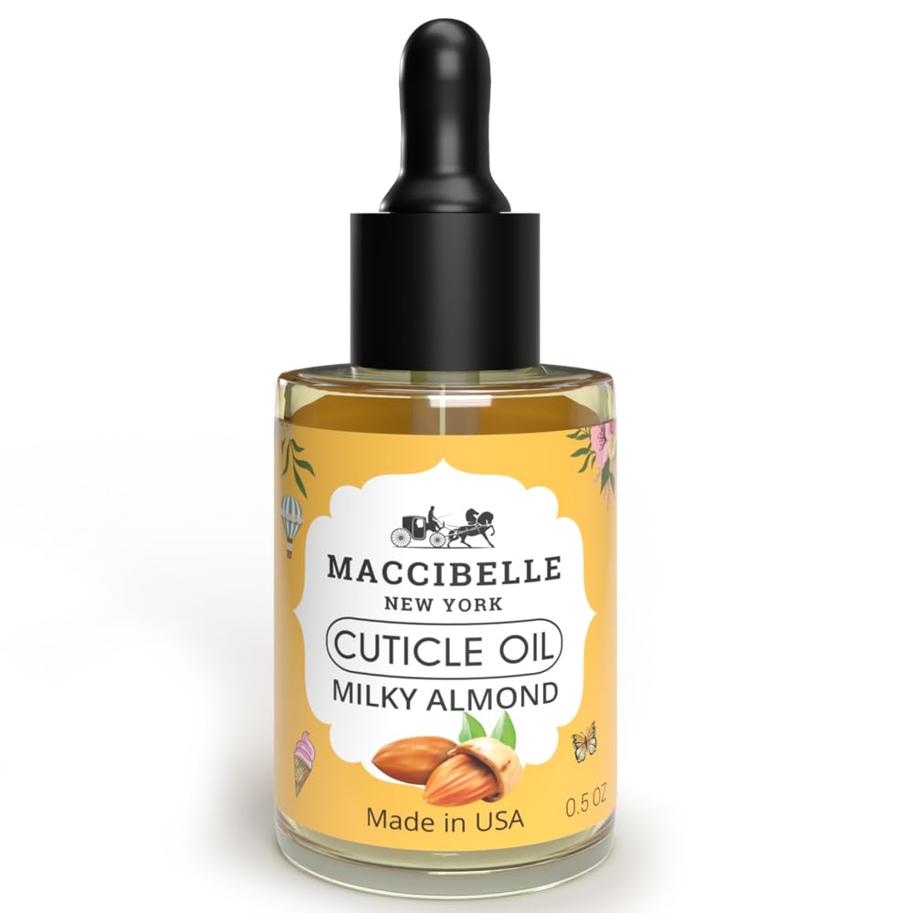 Maccibelle cuticle oil front bottle showing label and travel size for quick hydration