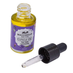 Maccibelle glass dropper dispensing oil, precise sanitary application benefit