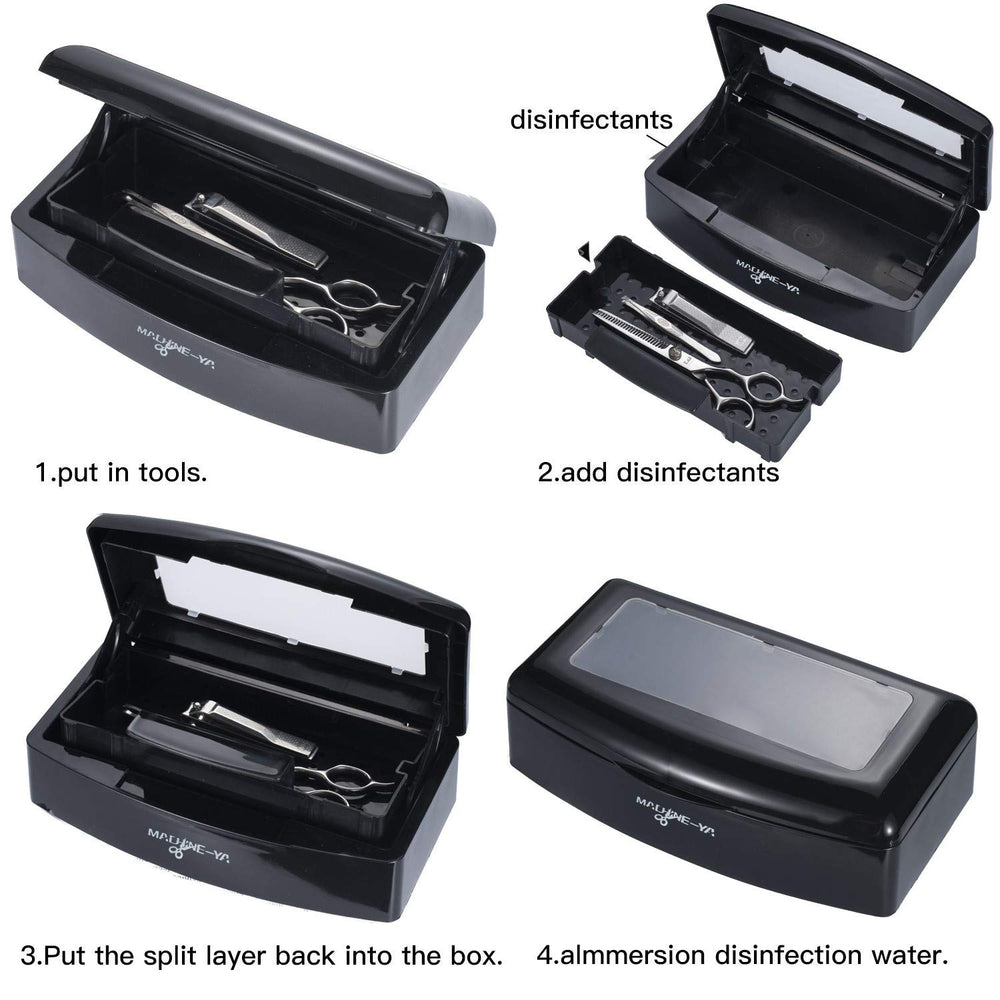 Machine-Ya closed lid on salon counter highlighting neat, splash-proof solution containment