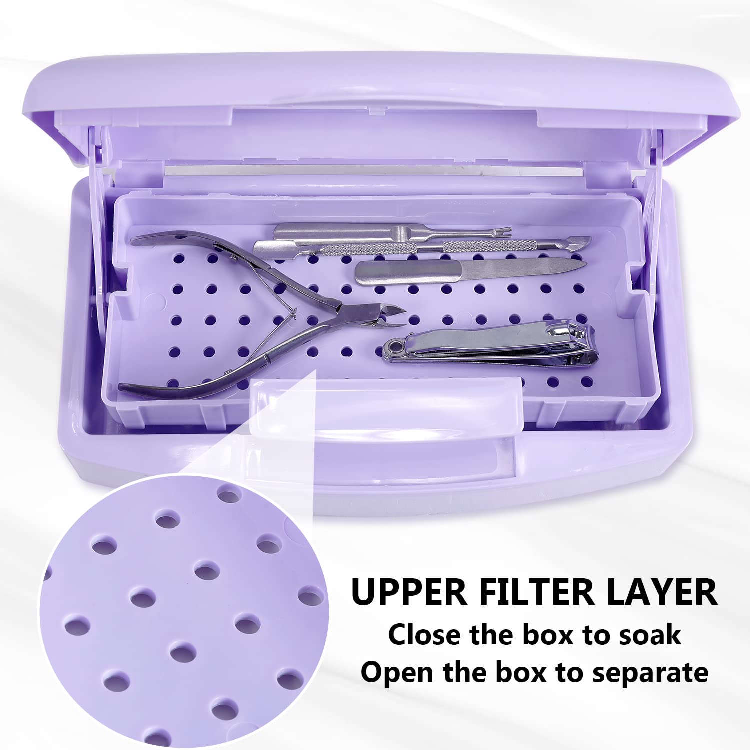 Machine-Ya perforated tray closeup showing raised tray for safe tool drainage
