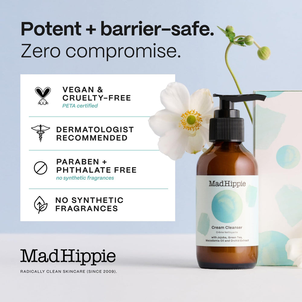 Mad Hippie cleanser on bathroom counter in routine setting for everyday use