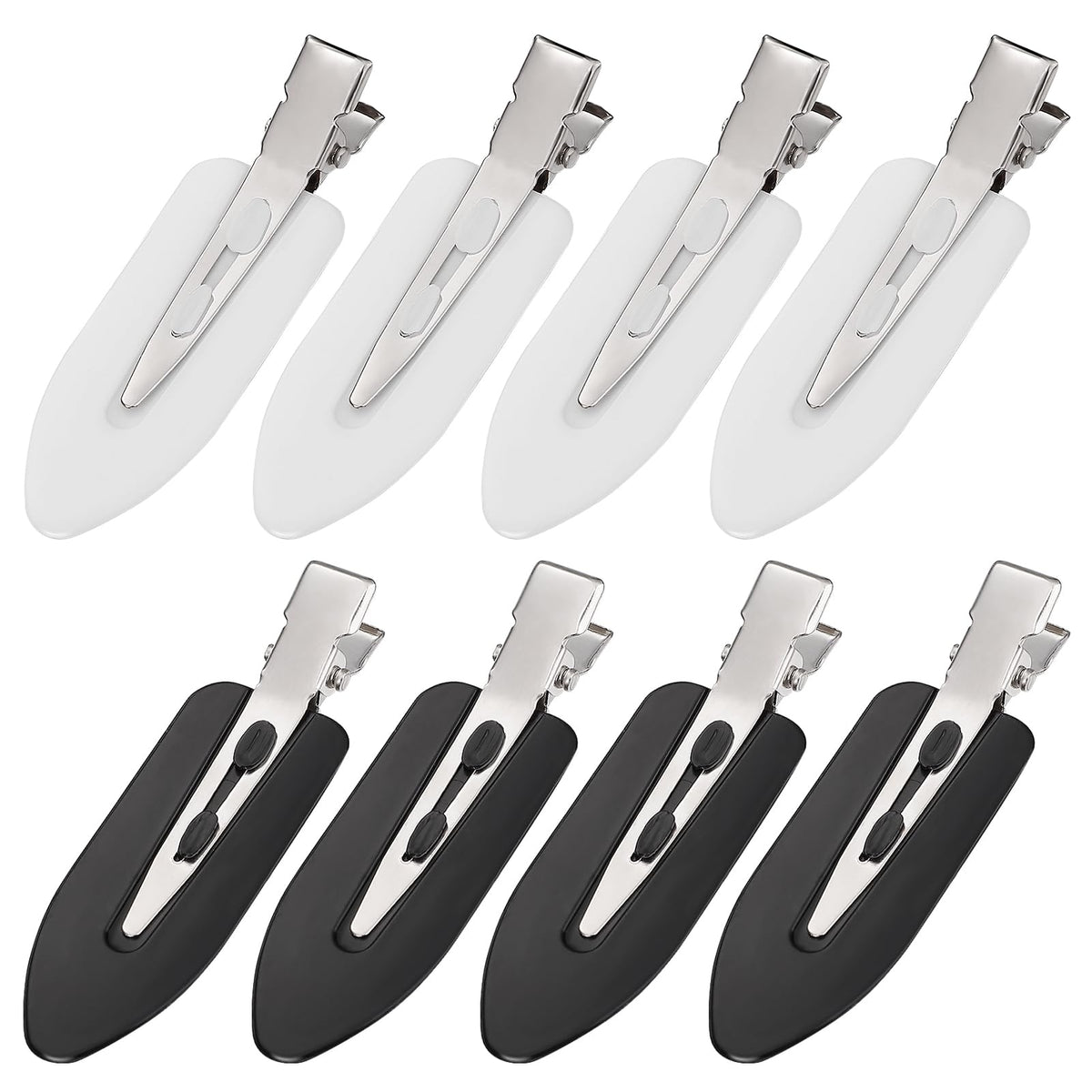 MADHOLLY front view of 8 hair clips showing black and white set, neat organization benefit