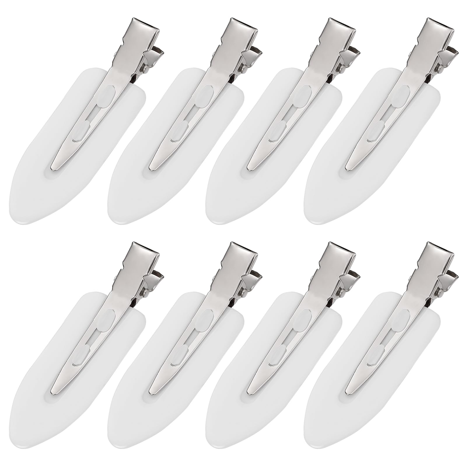MADHOLLY front view of white duckbill clips showing clean design and grip