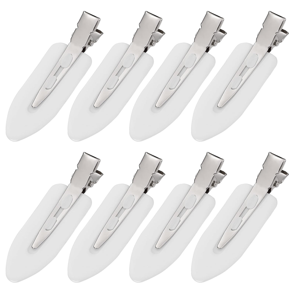 MADHOLLY front view of white duckbill clips showing clean design and grip