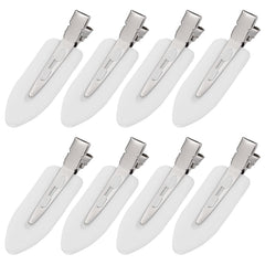 MADHOLLY front view of white duckbill clips showing clean design and grip