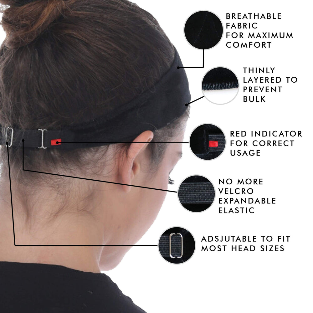 Madison Headwear wig grip shown under wig for non-slip benefit