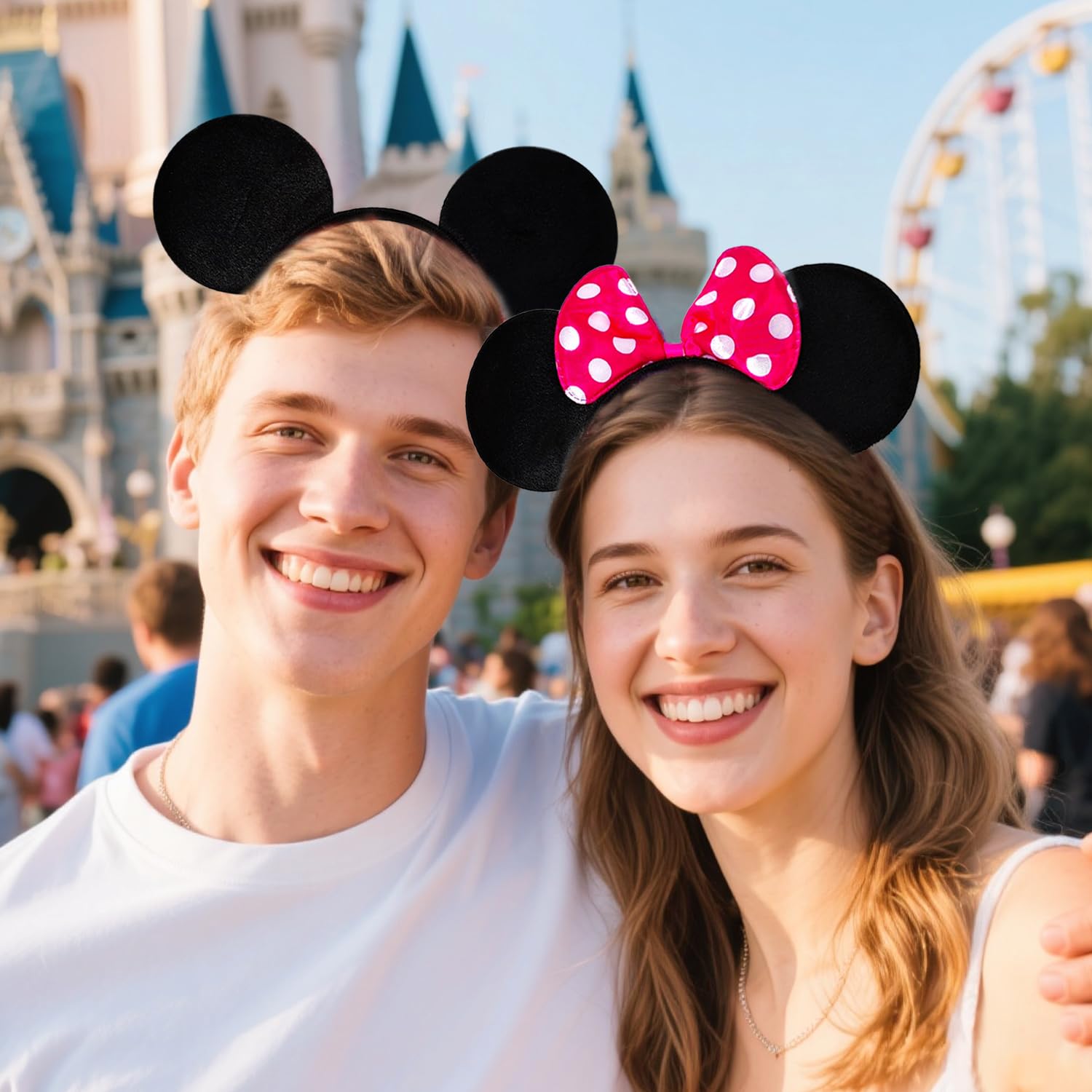 MADO headband worn at amusement park illustrating festive look and durability