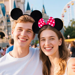 MADO headband worn at amusement park illustrating festive look and durability