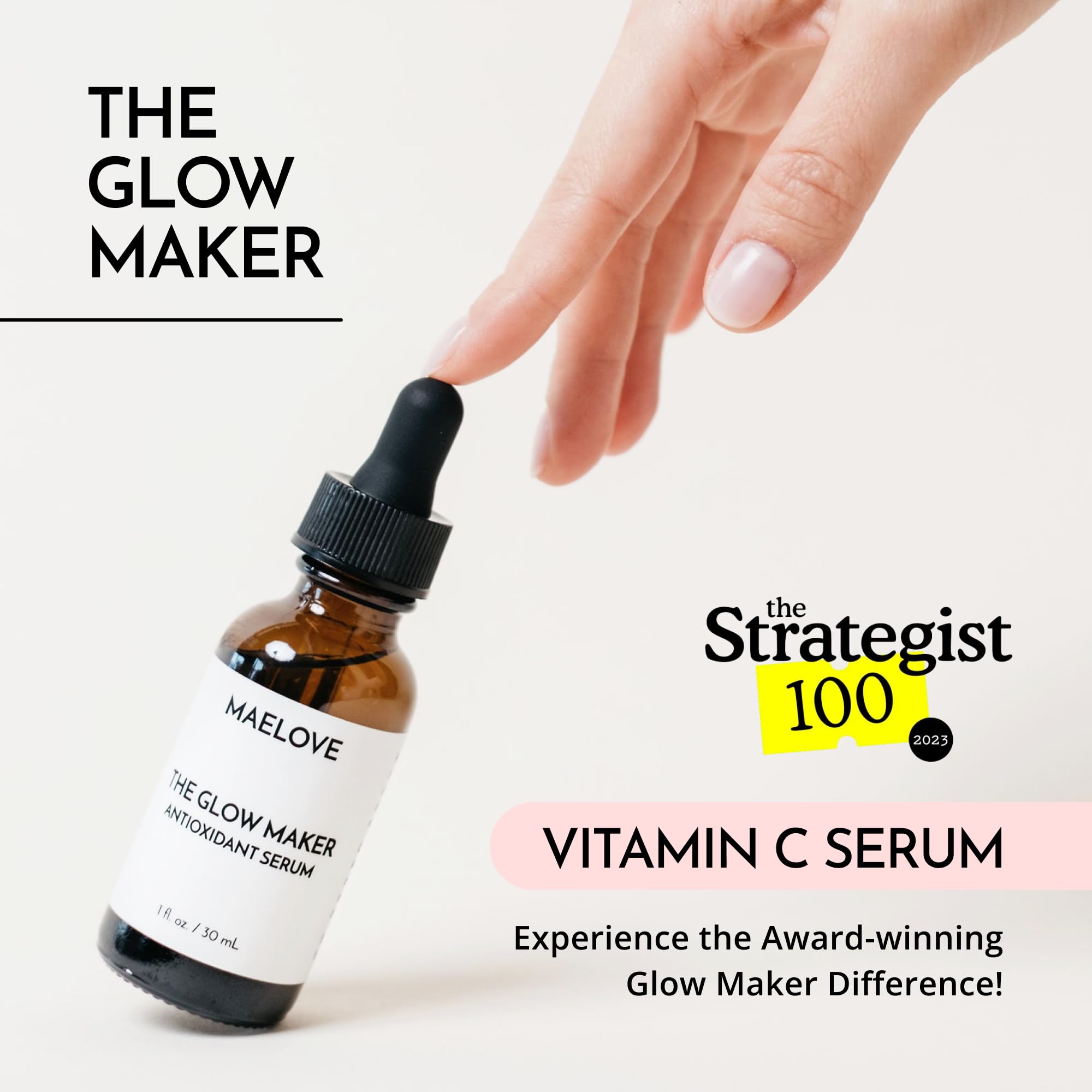 MAELOVE dropper dispensing serum highlighting easy application