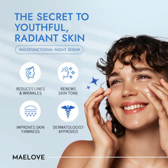 MAELOVE Moonlight pipette dispensing serum drop, highlights precise application benefit