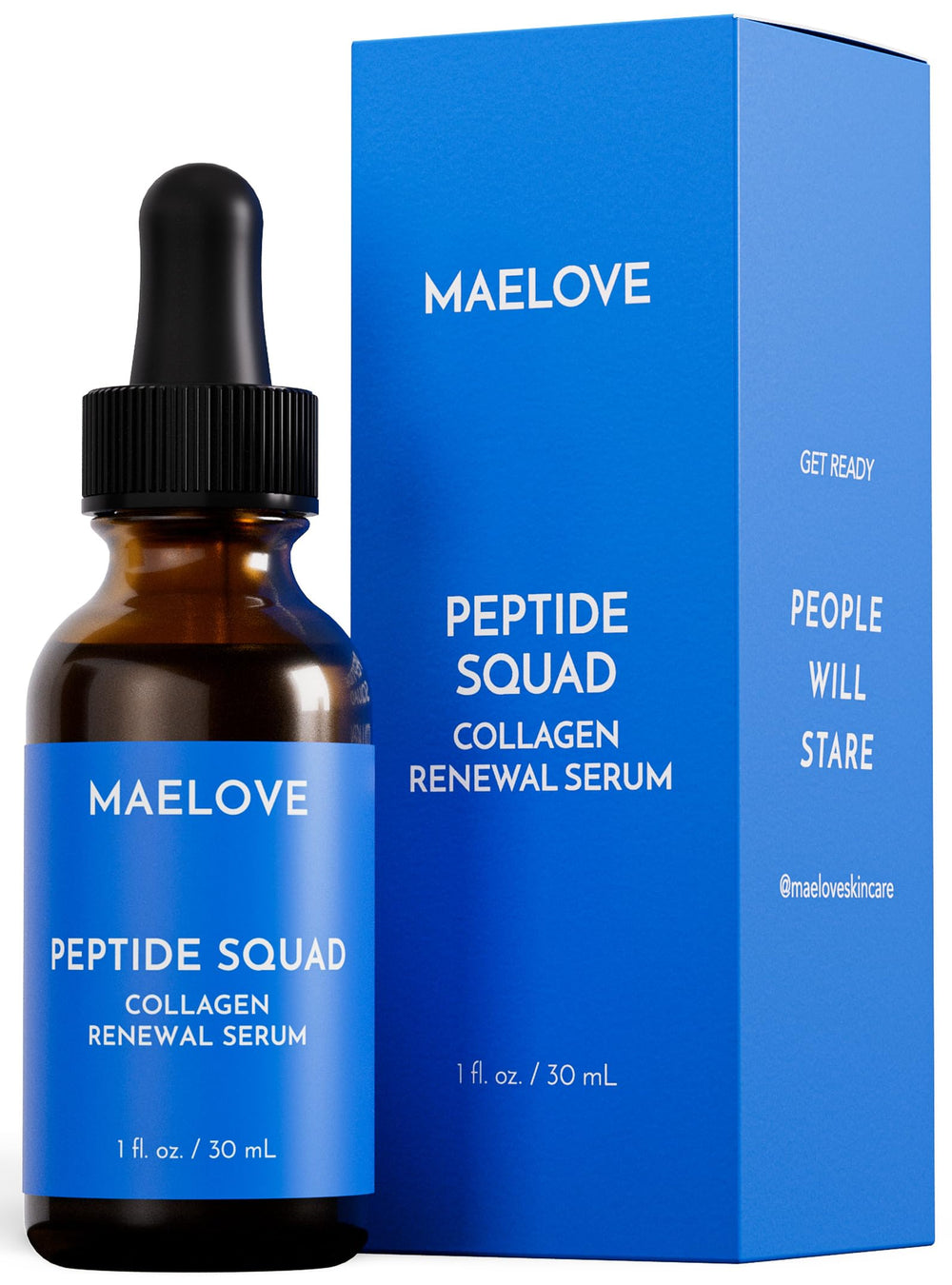 MAELOVE bottle front view showing sleek packaging and active peptide focus