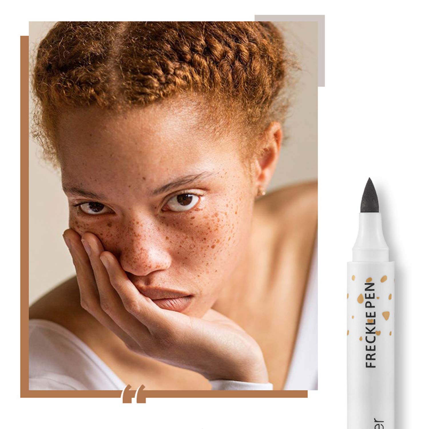 MAEPEOR freckles pen application in hand demonstrating controlled dotting and natural effect