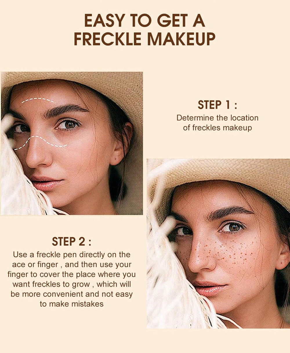 MAEPEOR freckles pen before and after cheeks illustrating realistic sun-kissed enhancement
