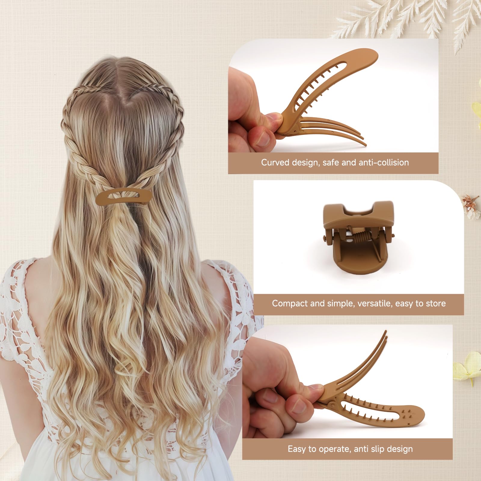 Maeups clip used in half-up hairstyle demonstrating quick styling convenience