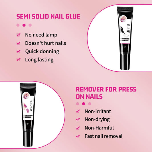 MAGIC ARMOR aluminum tube of semi-solid nail glue highlighting no-dry benefit