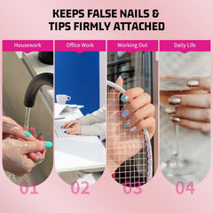 MAGIC ARMOR hand applying glue to tip demonstrating quick-dry benefit