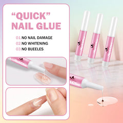 MAGIC ARMOR glue being applied to a press-on nail for fast secure adhesion