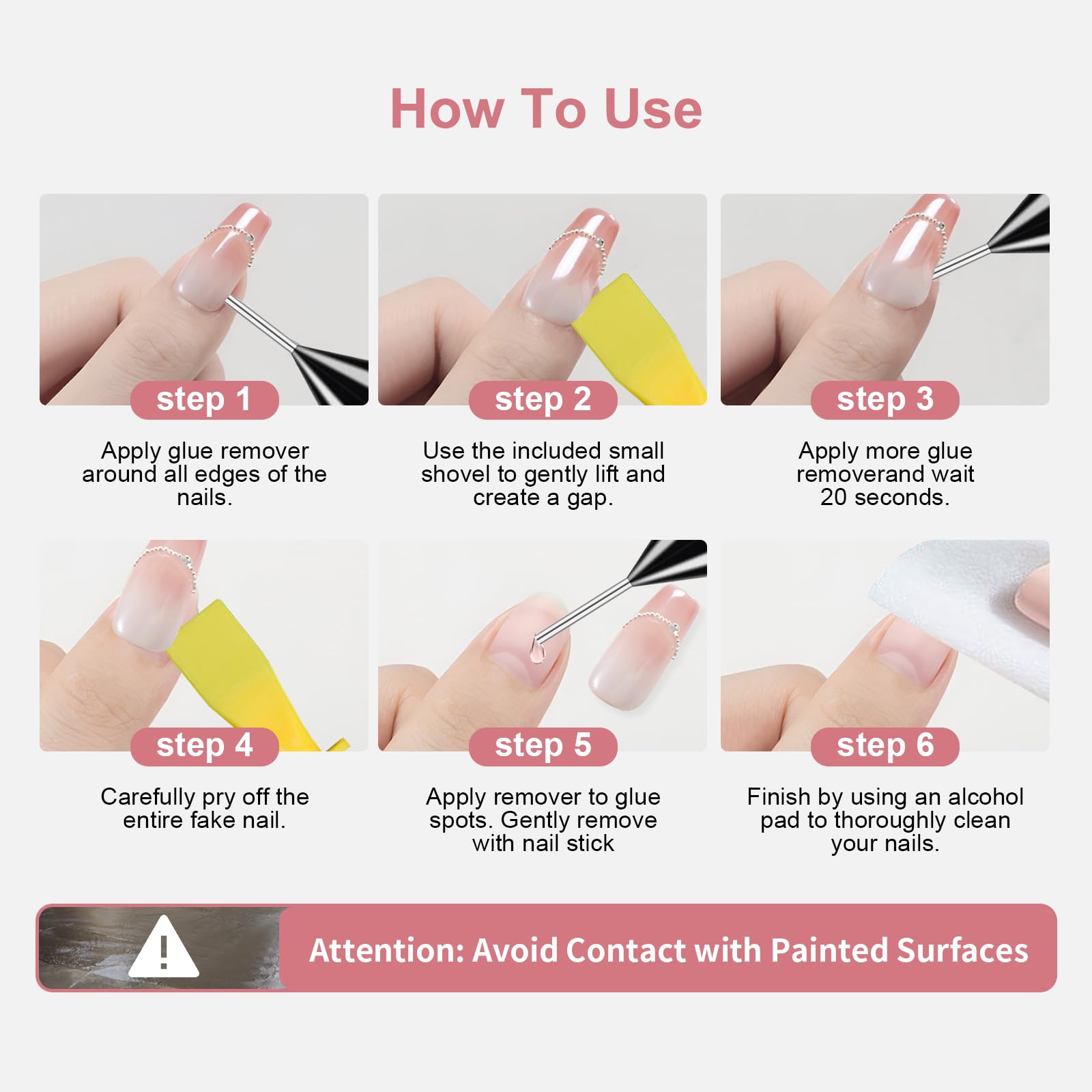 MAGIC ARMOR before and after press-on removal showing clean, residue-free nails