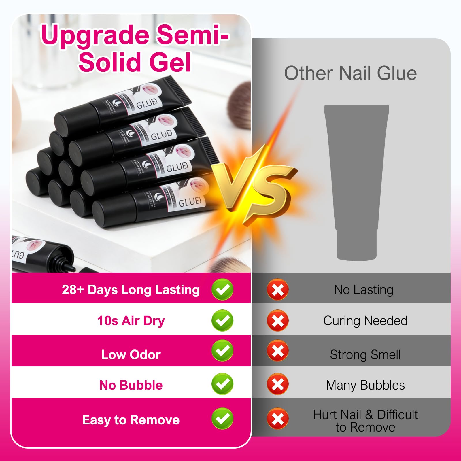 MAGIC ARMOR glue semi-solid texture on surface showing quick-dry consistency benefit