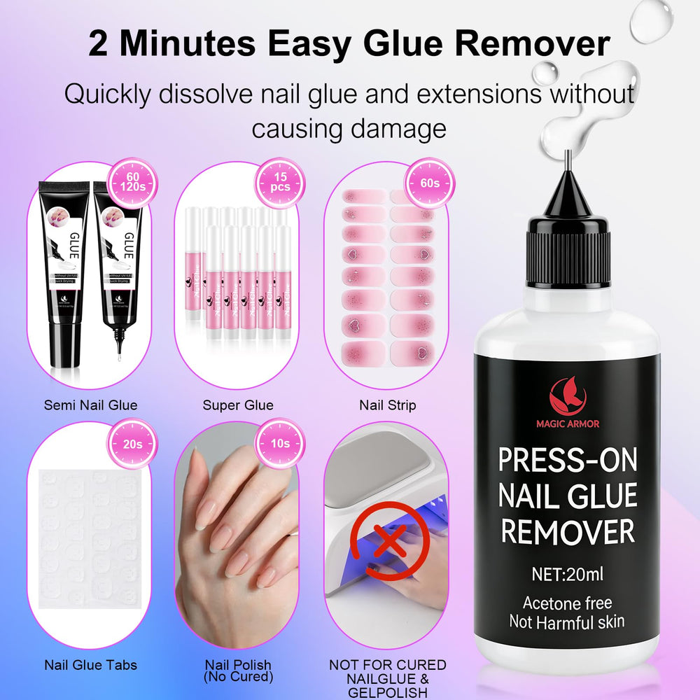 MAGIC ARMOR press-on nails being applied showing strong fast-dry bond advantage